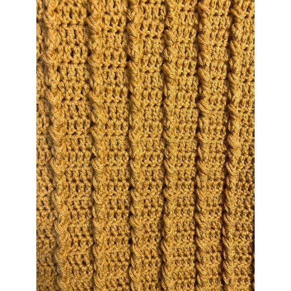 Cozy Mustard Yellow Knit Scarf Chunky Winter Warm Crochet Long Wrap Handmade - Picture 3 of 4